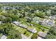 Aerial view of a residential neighborhood with houses and a canal at 7201 15Th N St, St Petersburg, FL 33702