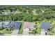 Aerial view of houses in a residential neighborhood at 22531 Eagles Watch Dr, Land O Lakes, FL 34639