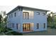 Rear view of a modern home with a small balcony, offering a peek into the stylish interiors and a tranquil backyard at 1045 Conant Ave, Safety Harbor, FL 34695