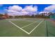 Two well-maintained tennis courts with surrounding fence at 9028 Lake Chase Island Way, Tampa, FL 33626