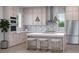 Modern kitchen with light cabinets, island, and stylish backsplash at 6366 Central Ave # Sp2-2, St Petersburg, FL 33707