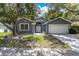 Gray house with white garage door and landscaping at 5204 New Brittany Ln, Zephyrhills, FL 33541