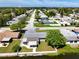 Aerial view showcasing a single-Gathering home on a canal, with neighborhood and water access at 2248 Society Dr, Holiday, FL 34691