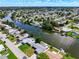Wide aerial view of waterfront homes and canals in a residential community at 2248 Society Dr, Holiday, FL 34691