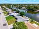 Aerial view showcasing the property's location near a canal and other homes at 2248 Society Dr, Holiday, FL 34691