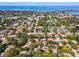 Wide aerial view showcasing home and surrounding waterfront area at 3047 Enisglen Dr, Palm Harbor, FL 34683