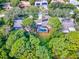 Aerial view of home nestled amongst tall trees and a private pool at 3047 Enisglen Dr, Palm Harbor, FL 34683