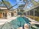 Inviting screened pool and spa with ample deck space at 3047 Enisglen Dr, Palm Harbor, FL 34683