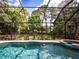 Relaxing screened pool with a view of lush landscaping at 3047 Enisglen Dr, Palm Harbor, FL 34683