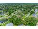 Aerial view of a residential neighborhood showcasing numerous homes and lush green landscaping at 105 Dartmouth Rd, Venice, FL 34293