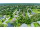 Aerial perspective of a neighborhood with houses nestled among trees at 105 Dartmouth Rd, Venice, FL 34293