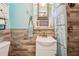 Small bathroom with walk-in shower and updated vanity at 6220 5Th S Ave, St Petersburg, FL 33707