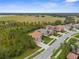 Aerial view showcases lush landscaping, tile roof, and its place in a serene neighborhood at 32924 Estate Garden Dr, Wesley Chapel, FL 33545