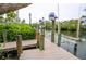 Waterfront property featuring a well-maintained dock with boat lift ready for nautical adventures at 5169 Oxford Dr, Sarasota, FL 34242