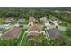 Aerial view showcasing a two-story home with lush backyard and screened pool at 7114 Mill Hopper Ct, Palmetto, FL 34221