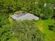 Aerial shot of a beautiful property boasting mature trees, expansive greenery and a screened-in swimming pool at 6049 Patricia Pl, Weeki Wachee, FL 34607