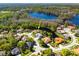 Aerial view of a home surrounded by lush greenery on a waterfront lot at 21312 Preservation Dr, Land O Lakes, FL 34638