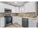 Modern kitchen with white cabinets and stainless steel appliances at 3154 Brigantine Ct, New Port Richey, FL 34652