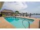 Inviting swimming pool with a view of the canal at 3154 Brigantine Ct, New Port Richey, FL 34652