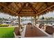 Covered patio with dining area and canal view at 3154 Brigantine Ct, New Port Richey, FL 34652