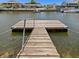 Wooden dock extending over calm water, perfect for a boat at 7332 Islander Ln, Hudson, FL 34667