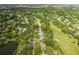 Aerial view of home nestled in a tree-lined neighborhood by golf course at 12709 Clock Tower Pkwy, Hudson, FL 34667