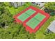 Aerial view of tennis and pickleball courts at 3232 Lake Pine E Way # H2, Tarpon Springs, FL 34688
