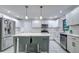 Modern kitchen with white cabinets, stainless steel appliances, and kitchen island at 1423 Meadow Lark Rd, Spring Hill, FL 34608