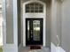 Elegant front door with glass accents and arched window at 402 Knight Dr, Tarpon Springs, FL 34688