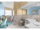 Clean bathroom with shower and double vanity at 6412 Yvette Dr, Hudson, FL 34667