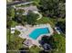 Community pool and spa from above at 7278 Scotland Cir, Weeki Wachee, FL 34613