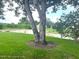 Backyard with pond view and lush green grass at 7278 Scotland Cir, Weeki Wachee, FL 34613