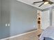 Bedroom with view into the kitchen area at 9 Grace St, Crystal Beach, FL 34681