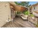 Long wooden deck with awning, seating, and side yard access at 1501 28Th N Ave, St Petersburg, FL 33704