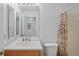Clean bathroom with single vanity and shower at 9108 Bassett Ln # B, New Port Richey, FL 34655