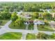 Aerial view of residential neighborhood with houses and lush green trees at 12119 Landfair St, Spring Hill, FL 34608