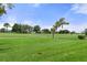 Landscaped backyard with golf course view at 11724 Heritage Point Dr, Hudson, FL 34667