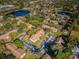 Aerial view showcasing community near a lake and greenery at 2522 Pine Ridge S Way # A2, Palm Harbor, FL 34684