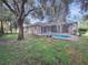 Large backyard with pool and patio area at 462 Equine Dr, Tarpon Springs, FL 34688