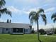Spacious backyard with lush lawn and palm trees at 4201 Avanti Cir, New Port Richey, FL 34655