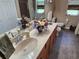 Double vanity bathroom with large mirror and plenty of counter space at 11033 Baywind Ct, Weeki Wachee, FL 34613