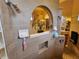 Modern bathroom with a walk-in shower and glass block accents at 11033 Baywind Ct, Weeki Wachee, FL 34613