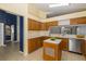 Kitchen with wood cabinets, stainless steel appliances, and an island at 1633 Arbor Knoll Loop, Trinity, FL 34655