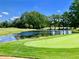 Scenic golf course view with pond and lush green fairways at 12200 Putter Green Ct, New Port Richey, FL 34654