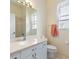 Clean bathroom with single sink vanity and shower/tub combo at 12200 Putter Green Ct, New Port Richey, FL 34654