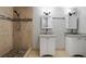 Bathroom boasts dual sinks, granite counters, and a large shower at 7446 Donegal St, New Port Richey, FL 34653