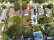 Aerial view of a house with a pool, showcasing a large backyard and neighborhood context at 6642 Stewart N Ave, St Petersburg, FL 33702