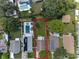 Aerial view showing home's location and backyard pool at 6642 Stewart N Ave, St Petersburg, FL 33702