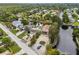 Wide aerial showcasing the home's canal-front position at 14904 Old Dixie Hwy, Hudson, FL 34667