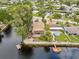 Aerial view of canal front home with dock and surrounding neighborhood at 14904 Old Dixie Hwy, Hudson, FL 34667